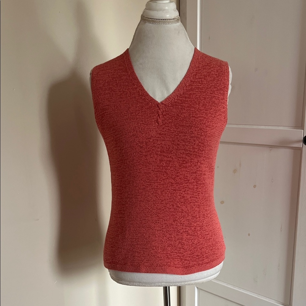 Pendleton Vintage Knit V-Neck Sweater Vest | Coral/Salmon Pink Size Small